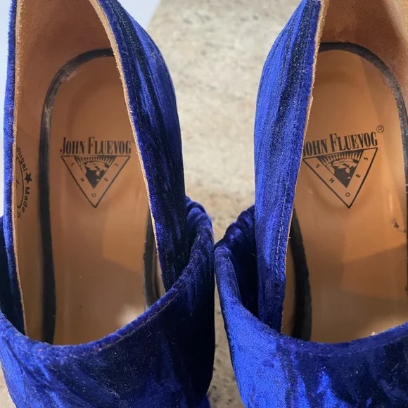 John Fluevog Blue Velvet Joy Ride Heels sz7 - Picture 7 of 11